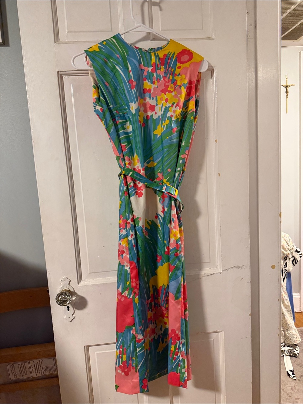 Vintage Nat Kaplan Multicolor Floral Maxi Dress in Green, Pink, Yellow and Blue